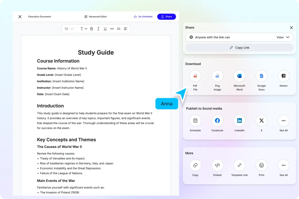 Free AI Education Document Generator, Free Education Document Maker Online
